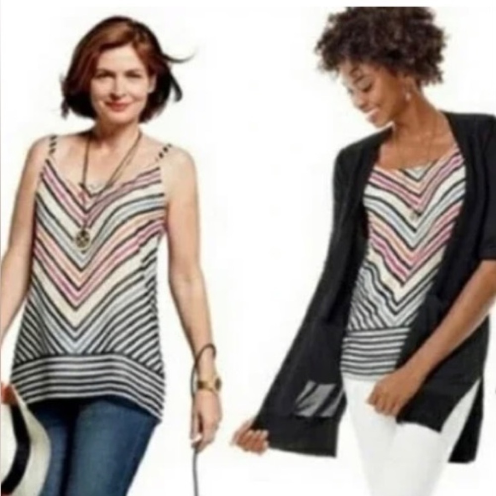 CAbi Black and White Fitted Camisole Top
